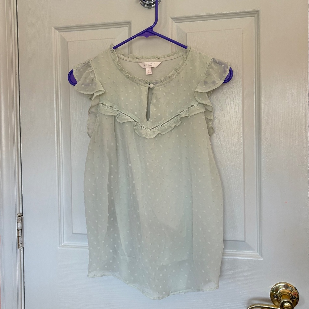 💚 LC Lauren Conrad Mint Green Ruffle Blouse | Size S
